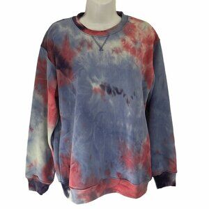 New SWS Active Boyfriend Crew Tie Dye Sweatshirt Medium Blue Fleece Loungewear